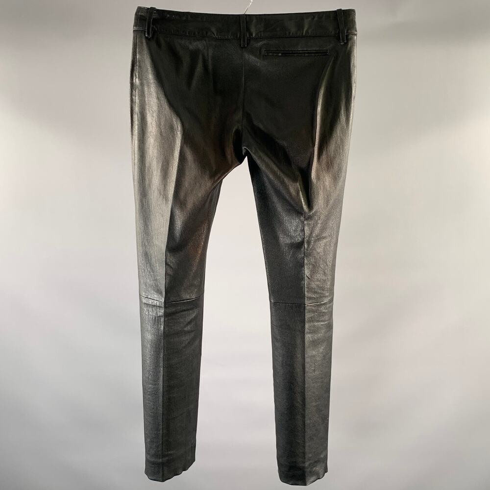 BALENCIAGA Size 8 Black Leather Lambskin Slim Fit Casual Pants - Picture 3 of 9